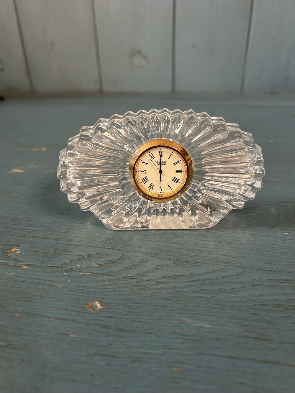 Godinger Crystal Sunburst Mantel Clock - Clear and Gold
